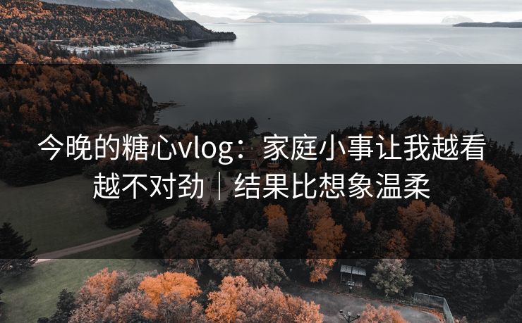 今晚的糖心vlog：家庭小事让我越看越不对劲｜结果比想象温柔